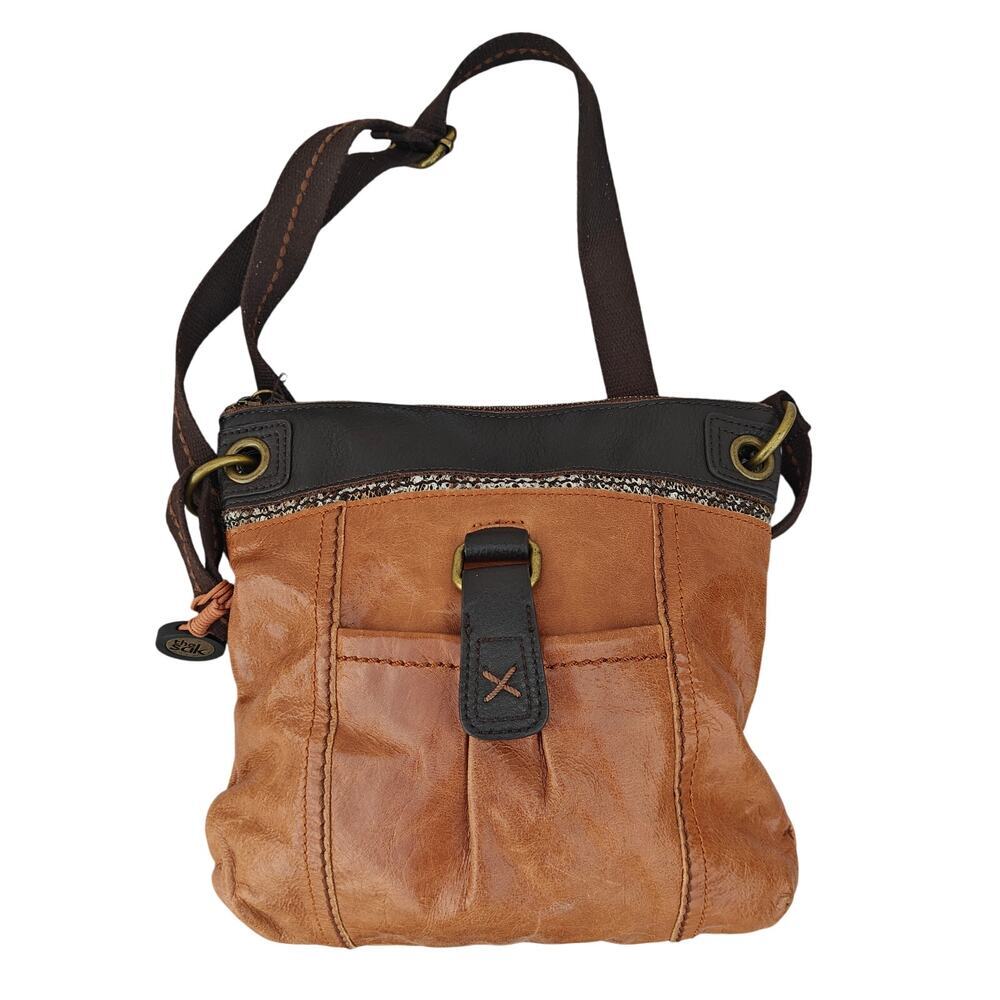 Sakroots The Sak Leather Crossbody Bag Brown Boho Adjustable Strap Small